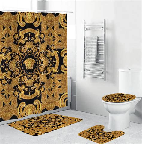 versace inspired bathroom accessories|versace shower curtain set.